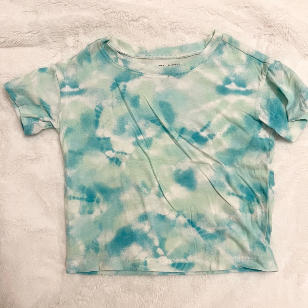 Place Tie-Dye Short Sleeve Crop Top - Blue & Green